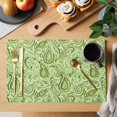 thumbnail image 2 of Vintage Green Placemats Set of 8, Retro Botanical Abstract Art Placemats for Dining Table, Place Mats for Kitchen Tabletop, Waterproof Wipeable Dining Table Mats Set, 2 of 9