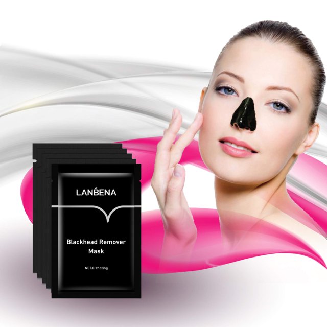 LANBENA 10 Uds. Mascarilla Puntos Negros Reducción de Poros LANBENA tira de la nariz