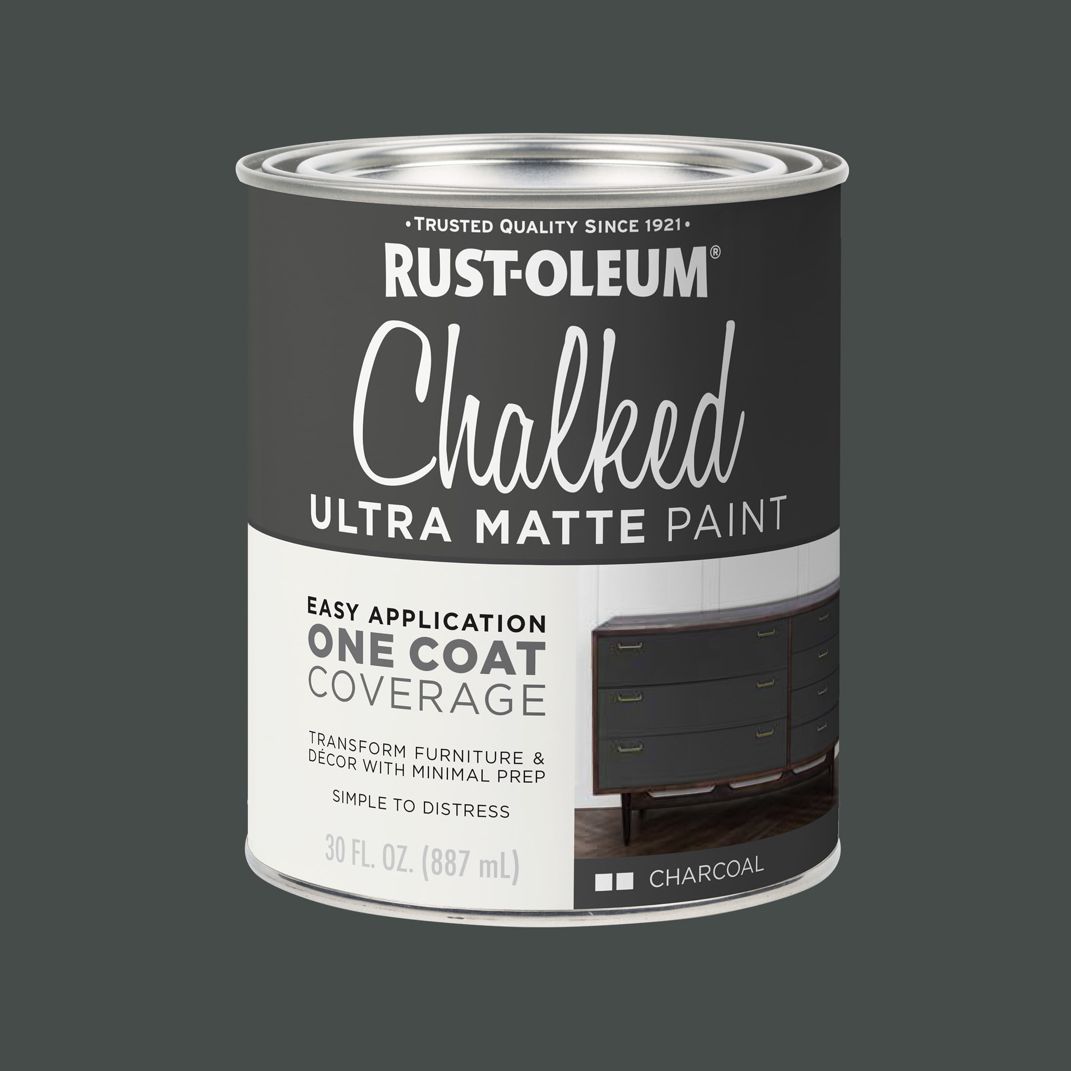 (6 pack) Charcoal, Rust-Oleum Chalked Ultra Matte Paint, Quart