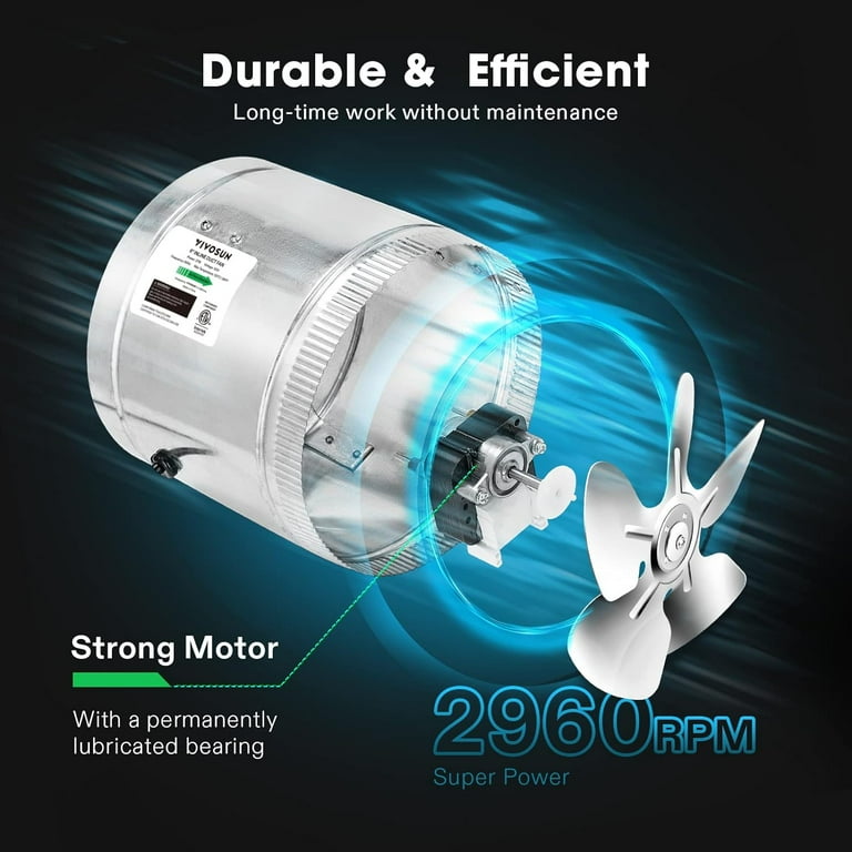 VIVOSUN Inch Quiet Inline Duct Fan 240 CFM for HVAC, Small