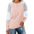 thumbnail image 2 of Jalioing Women's Casual Pullover Tee Color Block Long Sleeve Dropped Shoulder Shirts Classic Crew Neck Tops, 2 of 7