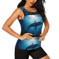 thumbnail image 2 of Balery Ocean Dolphin Fish School Camiseta sin mangas estampada ligera para mujer, tops de entrenamiento sin mangas, camisetas de yoga transpirables de secado rápido.-Small, 2 of 7