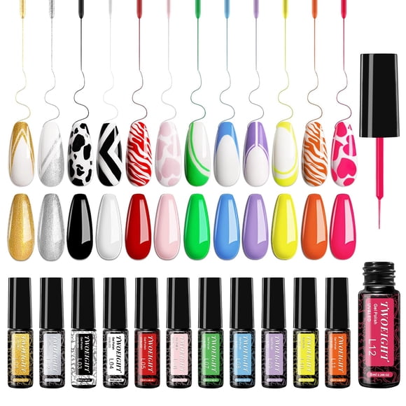 Esmalte de uñas en gel TWOEIGHT Liner Nail Art, 12 colores, 8 ml, lámpara UV