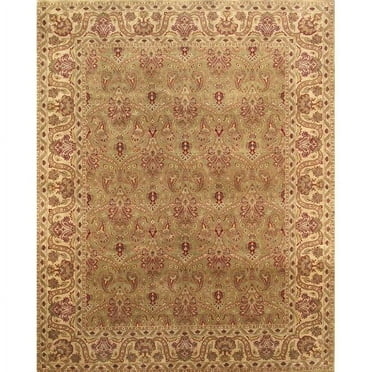 Pasargad Home P-614 L.GREEN 8X10 Baku Collection Hand-Knotted Lamb's Wool Area Rug- 7 ft. 11 in.  X 9 ft. 11 in.