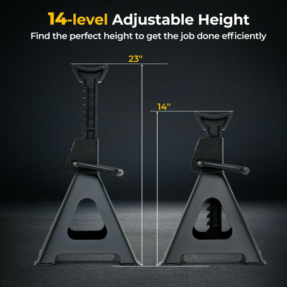 YYAo 6 Ton 13000 lbs Capacity Metal Car Lifting Stands with 14-23 Inch Adjustable Height