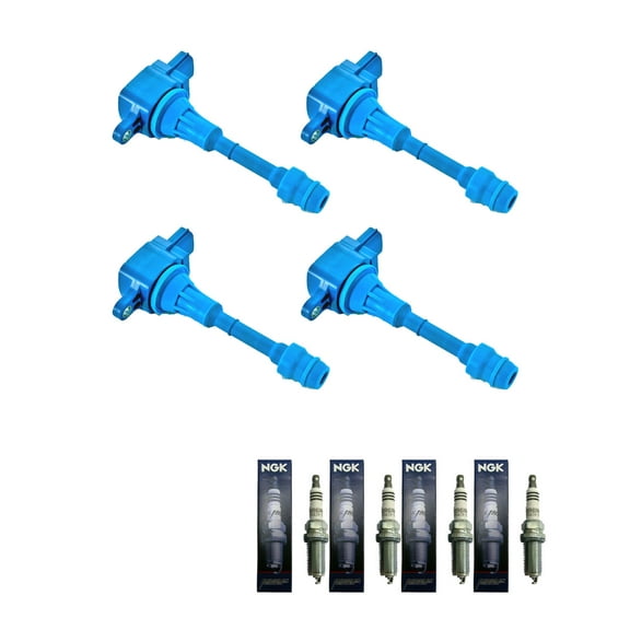 Set of 4 ISA High Performance Ignition Coils and 4 NGK Spark Plugs Compatible with 2002-2006 Nissan Sentra 2.5L L4 2488cc 152ci Replacement for UF350