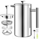 thumbnail image 1 of Prensa Francesa de Acero Inoxidable de 350ML,Cafetera Francesa Portatil con 2 Filtros,1 Cuchara y 1 Cepillo,French Press de Doble Pared,Cafetera y Tetera,Cafetera de &Eacute;mbolo Hacer Caf&ea, 1 of 9