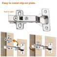 thumbnail image 3 of knobelite 24 Units (12 Pairs) Clip On Full Overlay Frameless Furniture Cabinet Door Concealed Hinges Nickel Plated Cabinet Hardware, 3 of 6