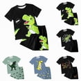 thumbnail image 4 of HCNTES Toddler Boy Outfit Cute Cartoon Dinosaur Print Tee & Shorts 2 Piece Summer Set kid Clothing, 4 of 4