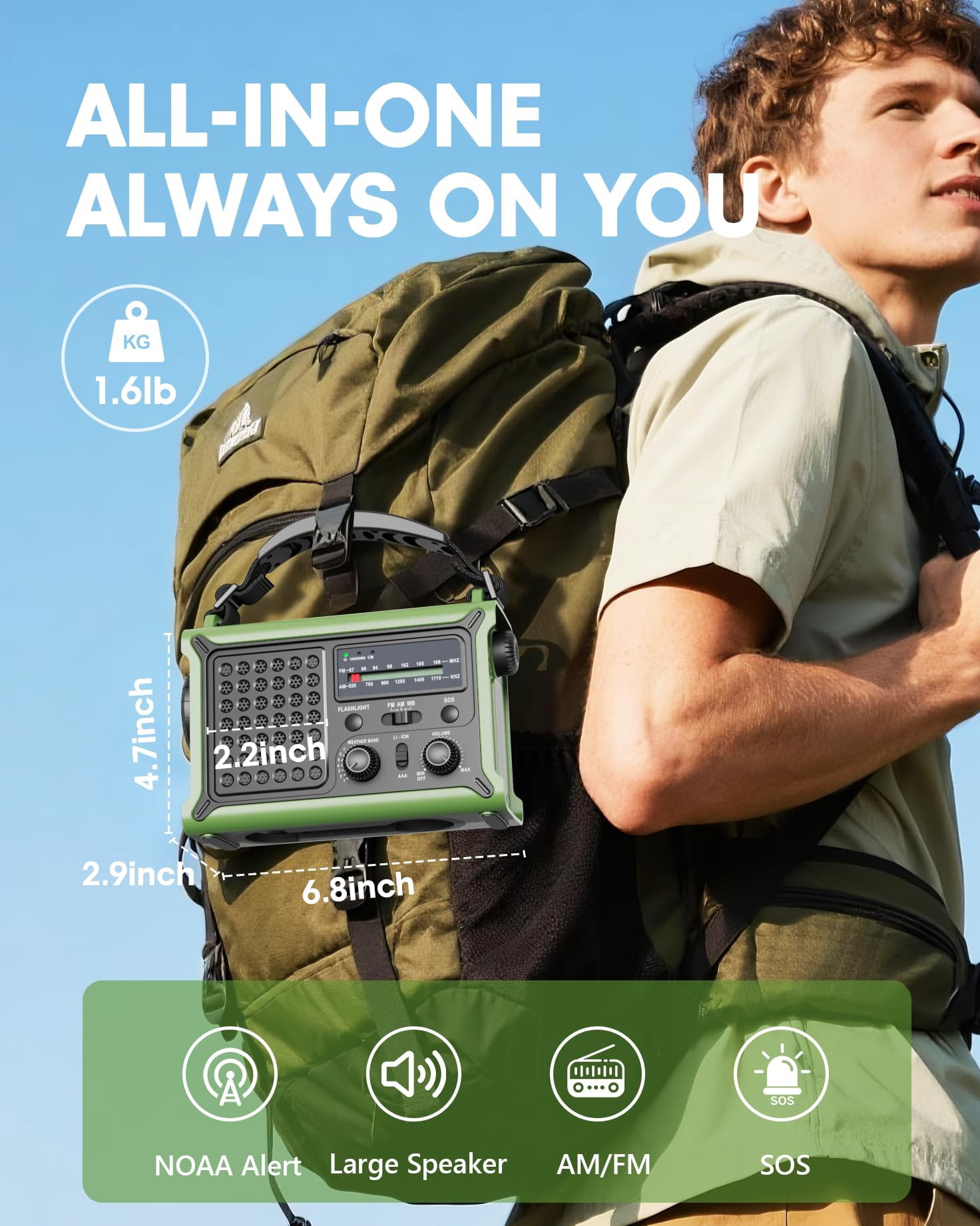 Emergency Weather Radio With Large Solar Panel  Efficient Hand Crank & Real 12000mah | Am/fm/noaa Bands Led Flashlight Reading Lamp Sos Alarm Phone For Camping Emergencies