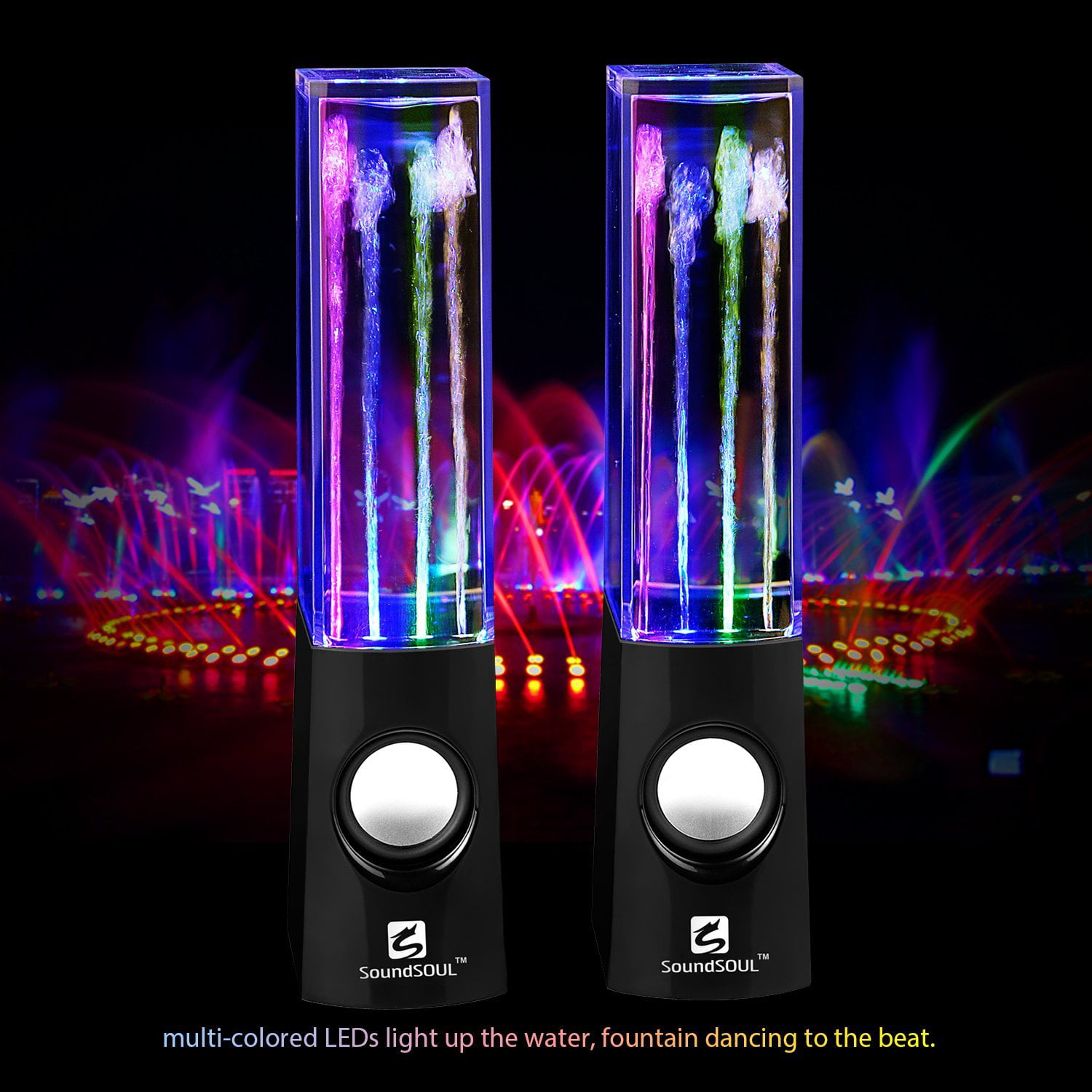 New in Box Dancing LED Water Speakers with White Base