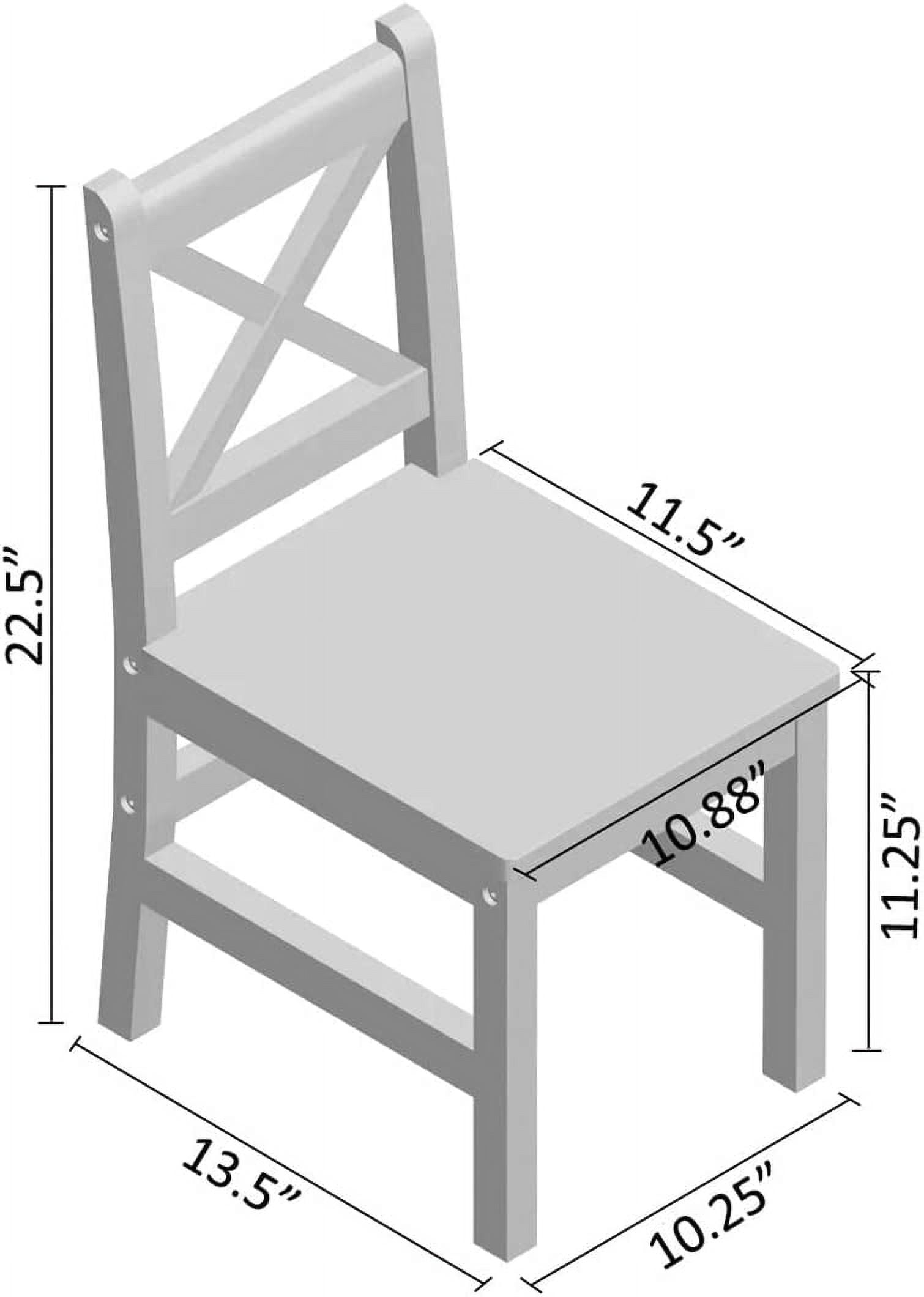 eHemco Solid Hard Wood Kids Table and X-Back Chairs Set (4 Chairs Included), Coffee, 5 Pieces Set