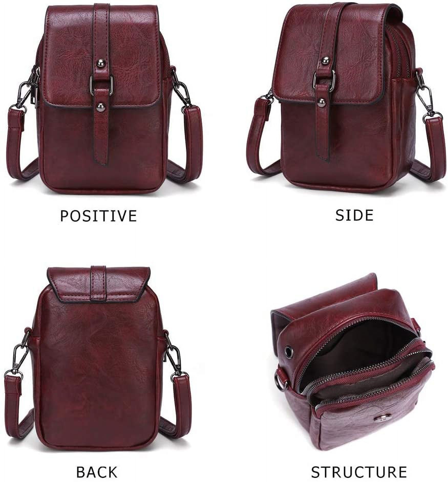 Vintage Crossbody Phone Bag for Women, Small Leather Shoulder Purse and Handbag with Tassel&Rivet Decoration