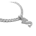 thumbnail image 2 of iJewelry2 Kings and Queens Crowned Initial Letter S Crystals Pendant Silver-tone Cuban Linked Chain Necklace, 2 of 3