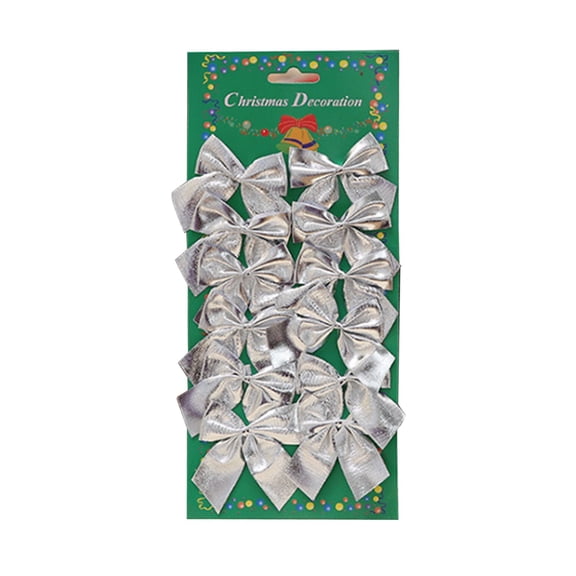 Youmylove Xmas Decor Bowknot Christmas Tree Garland Decoration Cute Colorful Polyester Christmas 12-Pack Bows For Gift Festival New Year Decal