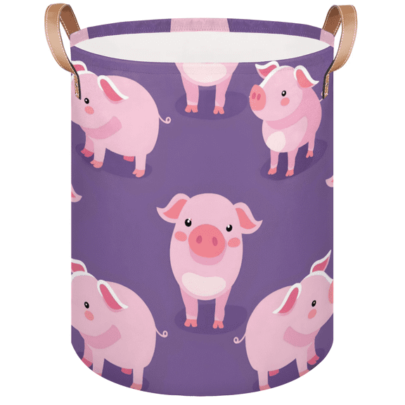 Qzaxky Cartoon Pig Laundry Basket Organizer Foldable Tall Large Laundry Basket Collapsible Folding Laundry Basket Dirty Clothes Fabric