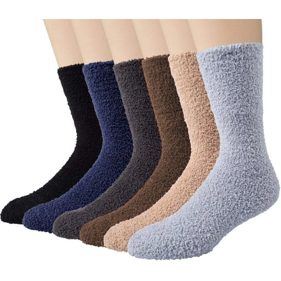 Gilbin Women Super Soft Toasty Fuzzy Warm Cozy Plush Slipper Grip Socks 6 Pack (9-11)