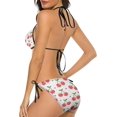 thumbnail image 3 of NICKSUN Women's Pink Cherry Print Bikini Set, 2 Piece Swimsuits String Halter Triangle Bathing Suits, 3 of 6
