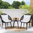 thumbnail image 2 of 3 Pieces Bistro Set, Woven Rope Chair with Cushions, All Weather Patio Conversation Set and Side Table, Ideal for Deck, Balcony, Poolside, Black, 2 of 13