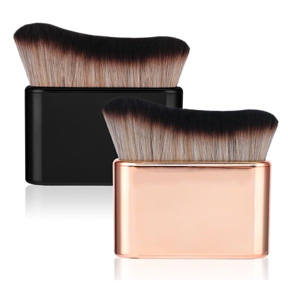 2 Pcs Self Tan Brush By Foundation Brush Makeup Brush for Fake Tan, Makeup Blend & Blur Tan Brush Applicator for Body & Leg Makeup (Black, Rose Gold)