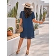 thumbnail image 5 of OYYN Summer Dresses for Women Chiffon Layered Sheath Dress Short Sleeve Crew Neck Cocktail Dress for Wedding Guest & Evening Party, 5 of 5