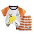 thumbnail image 1 of Ensemble de Tenues pour Garçons, T-Shirt à Manches Courtes Imprimé Drôle et Shorts Élastiques, Col Rond, Tenue d'Été pour Garçons de 5-6 Ans, 1 of 4