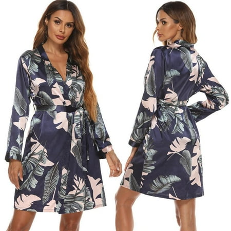 

Women Floral Kimono Robe Satin Bridal Dressing Gown Bride Bridesmaid Robes Sleepwear Nightwear Sleeping Dress Loungewear Bathrobe