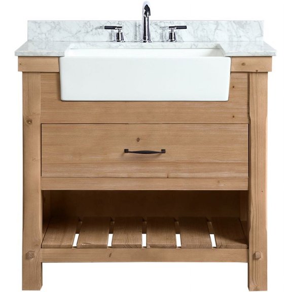 Ari Kitchen & Bath Marina Farmhouse 36" Solid Wood Bathroom Vanity in Driftwood