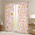 thumbnail image 2 of Homewish Cartoon Floral Daisy Black Out Curtains,Rustic Flower Curtains Pack of 2 (42x63 Each),Pink White Yellow Bedroom Curtains For Girl Kids,Super Cozy Room Decor, 2 of 6