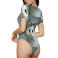 thumbnail image 3 of Daiia Funny Cat print Women's Crew Neck Short Sleeve Bodysuit Fashion Tops Fit Casual Basic Extender Bodysuit-XX-Large, 3 of 9