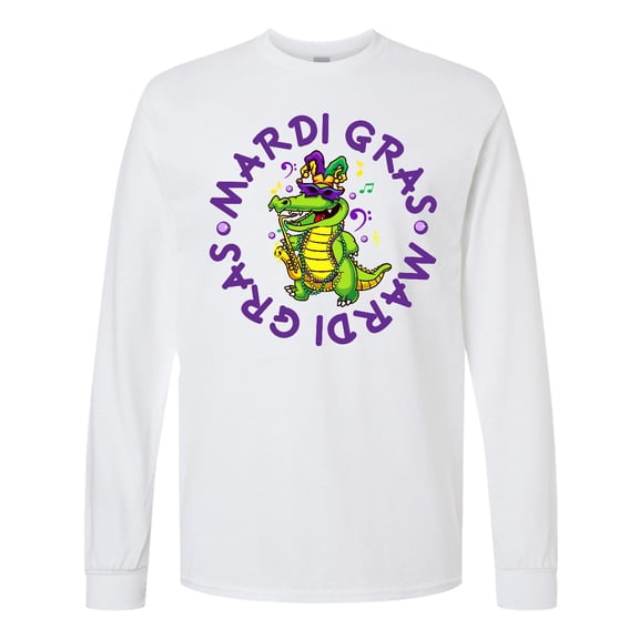 Inktastic Mardi Gras Party Alligator Long Sleeve T-Shirt
