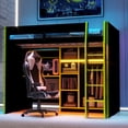 thumbnail image 4 of Harper & Bright Designs Full Size Gaming Loft Bed with Desk & RGB Lights, Full Wood Loft Bed Frame with Wardrobe and Storage Compartments, Green, 4 of 13