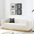 thumbnail image 2 of Better Home Products Foxy Upholstered Velvet & Steel Sofa in Cream/Gold, 2 of 10