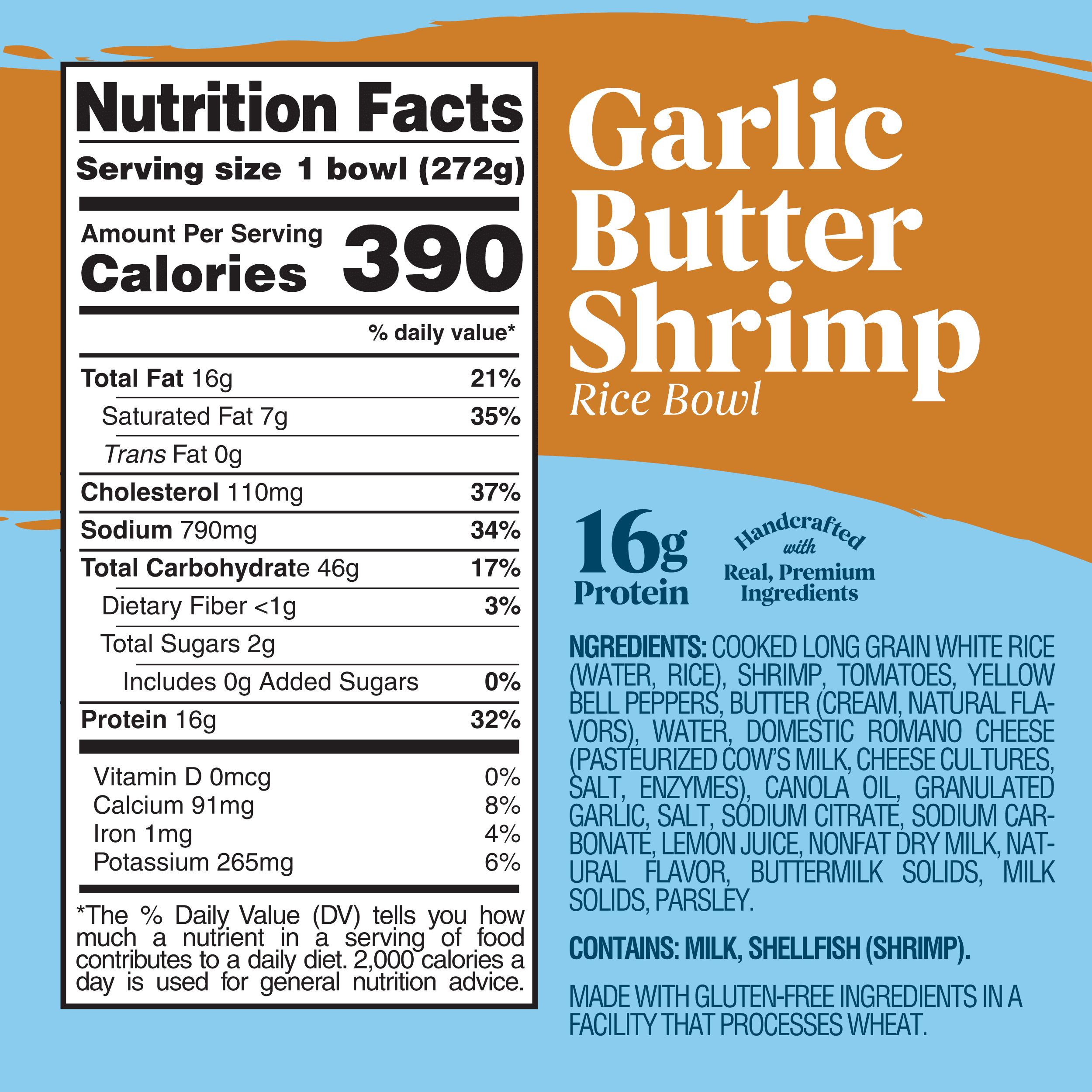 Scott & Jon’s Frozen Meals, Garlic Butter Shrimp Rice Bowl, Microwave Meals, Frozen Dinner for One, 9.6 oz