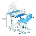 thumbnail image 2 of Gymax Height Adjustable Kids Desk Chair Set Study Drawing w/Lamp & Bookstand Blue, 2 of 10