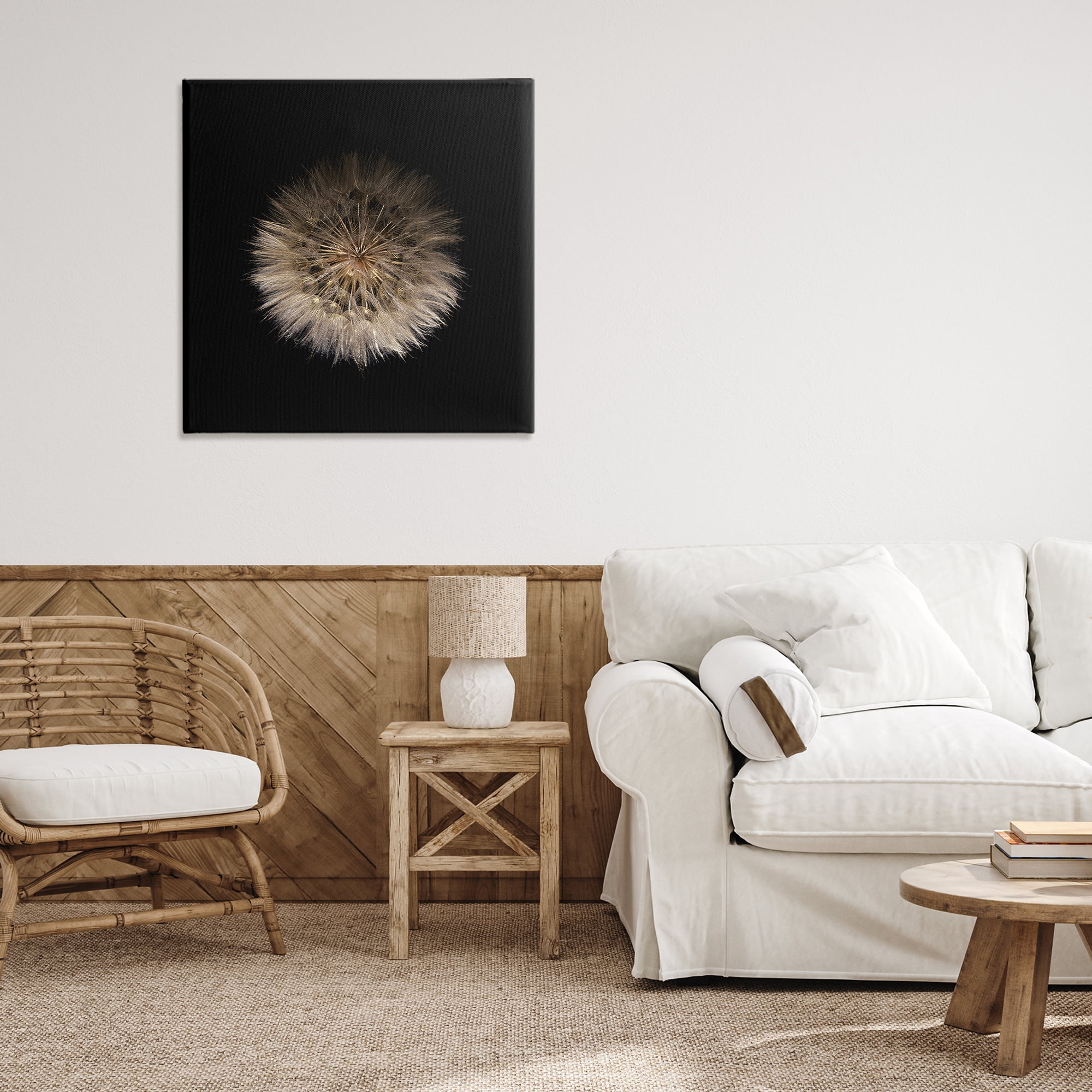 Stupell Industries Wispy Dandelion on Black Canvas Wall Art, design by Beth Adoette