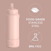 Hydrapeak 26oz Sport Insulated Water Bottle with Straw or Chug Lid, Leak & Spill Proof, Keeps Drinks Cold for 24 Hours, Hot for 12 Hours, Premium Stainless Steel Water Bottles (26oz, Peony)