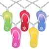 Set of 10 Beach Party Summer Garden Patio Colorful Flip Flop Christmas Lights - 7.25 ft White Wire