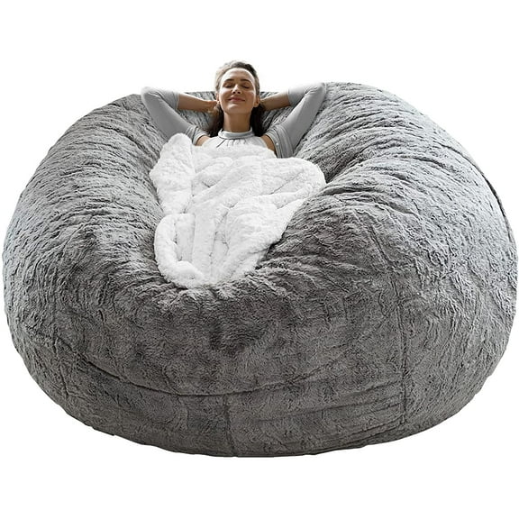 RAINBEAN Bean Bag Chair Bed Sofa Cover , PV Fleece Soft,Kids Couch Living Room 5ft Lightgray(Cover only,No Filler)