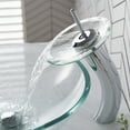 thumbnail image 3 of Kraus Tall Waterfall Bathroom Faucet for Vessel Sink with Clear Glass Disk and Pop-Up Drain, Chrome Finish, 3 of 10