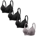 thumbnail image 1 of LOVZFMLL Bras for Women 4PC Woman's Printing Gathered Together Large Size Daily Bra Underwear No Rims Black XS, 1 of 5