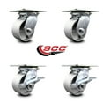 thumbnail image 2 of 4 Inch Semi Steel Swivel Caster Set with Roller Bearings 2 Brakes Service Caster, 2 of 2