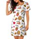 thumbnail image 2 of Easygdp Fast Food Camisón de manga corta para mujer, informal, estampado, 2 of 6