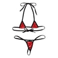 thumbnail image 2 of zdhoor Womens Shiny Metallic Minimal Coverage Bikini Swimsuit Micro G-String Swimwear Red One Size, 2 of 4