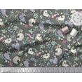 thumbnail image 2 of Soimoi Gray Rayon Fabric Unicorn & Floral Decor Fabric Printed Yard 56 Inch Wide, 2 of 3