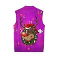 thumbnail image 5 of Kixjoy Christmas Sweater Vest Men Business Knit V Neck Pullovers Sweater Formal Sleeveless Ribbed Sweater Regular Fit Golf Stretch Vest, Purple 4XL, 5 of 7