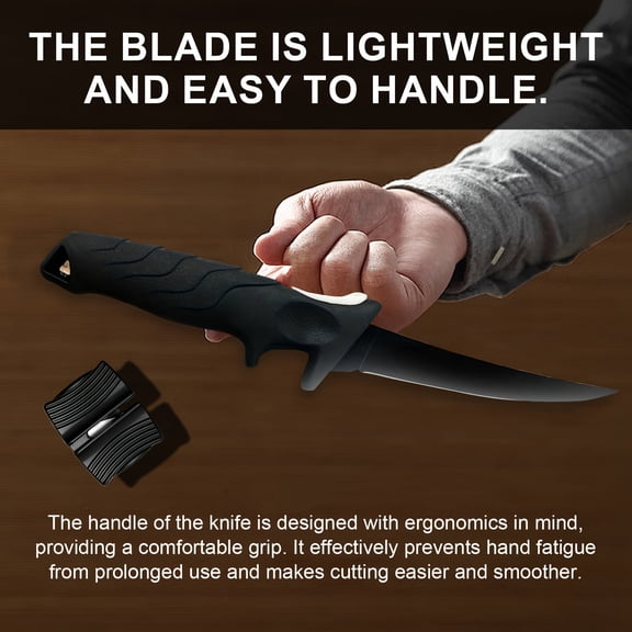 3-Piece 6-Inch Fish Fillet Knife Set with Sharpener and Towel Stainless Steel Blade, Indoor & Outdoor Fishing Knife