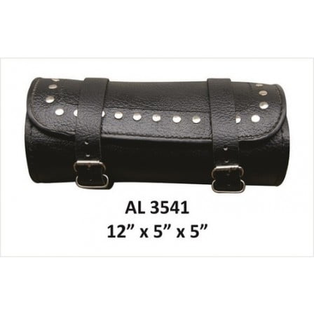 Motorcycle Luggage Travel Round Studded Cowhide Leather Tool