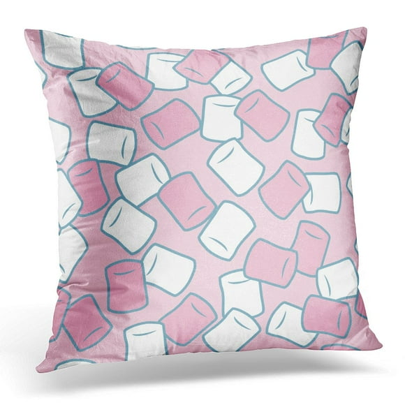 BOSDECO Colored Colorful Candy Marshmallow Pink White Pattern Green Chewy Delicious Pillowcase Pillow Cover Cushion Case 16x16 inch