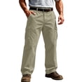 thumbnail image 2 of Cargo Pants for Men Elastic Waist Work Pants with Drawstring Multi Pockets Hiking Lightweight Tactical Trousers Beige L, 2 of 9